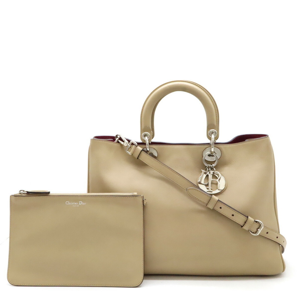 Christian Dior Diorissimo handbag tote bag Shoulder beige leather pouch